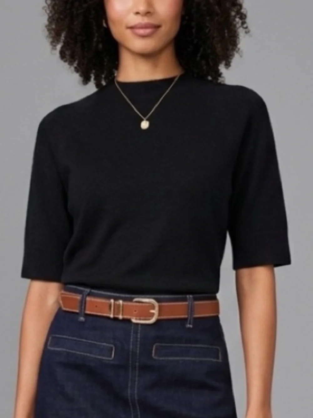 Vince Camuto Short-Sleeve Raglan Mockneck Sweater Size L NWT
